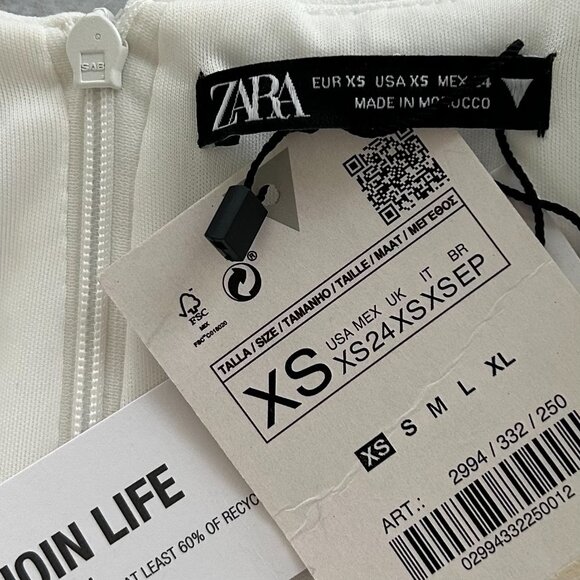 ZARA Draped Corset Style Mini Dress in White, XS NWT - Picture 9 of 13